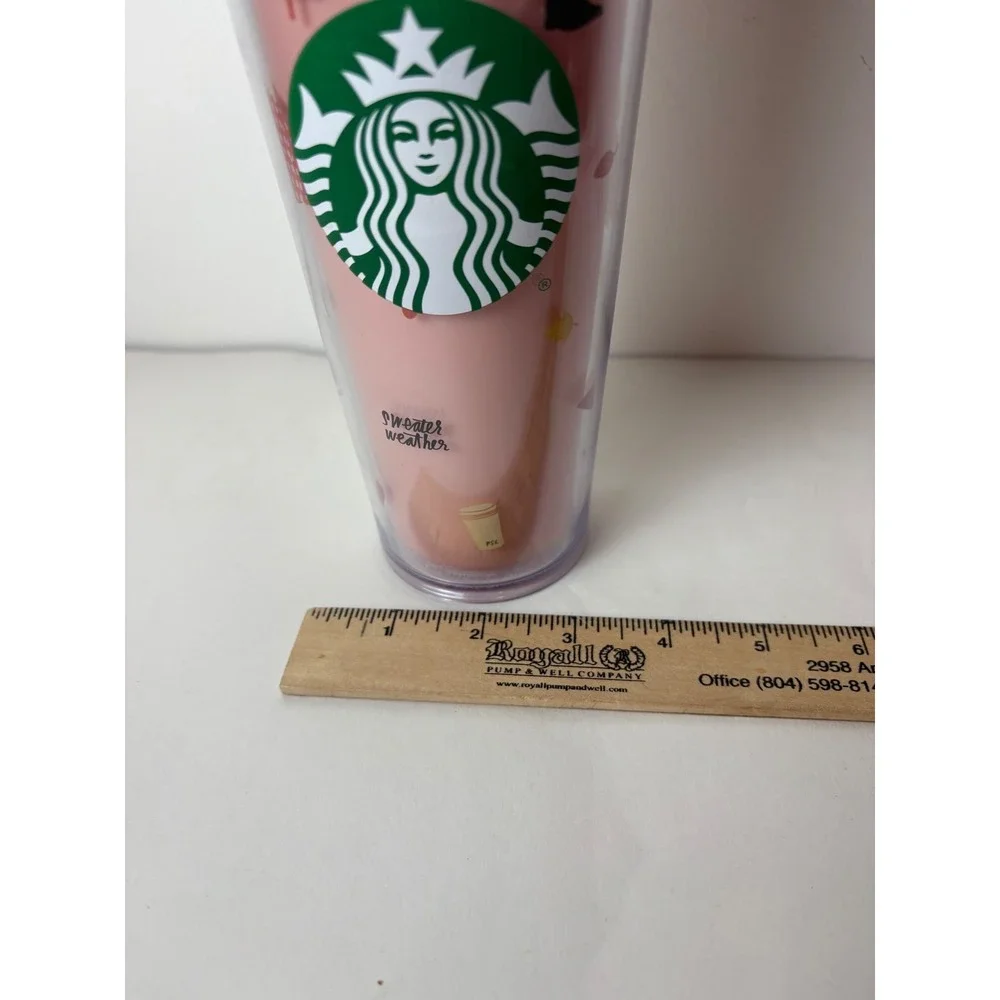 Starbucks‎ ban.do Fall Sweater Weather Pink Cold Cup Tumbler 24oz 2021 Limited